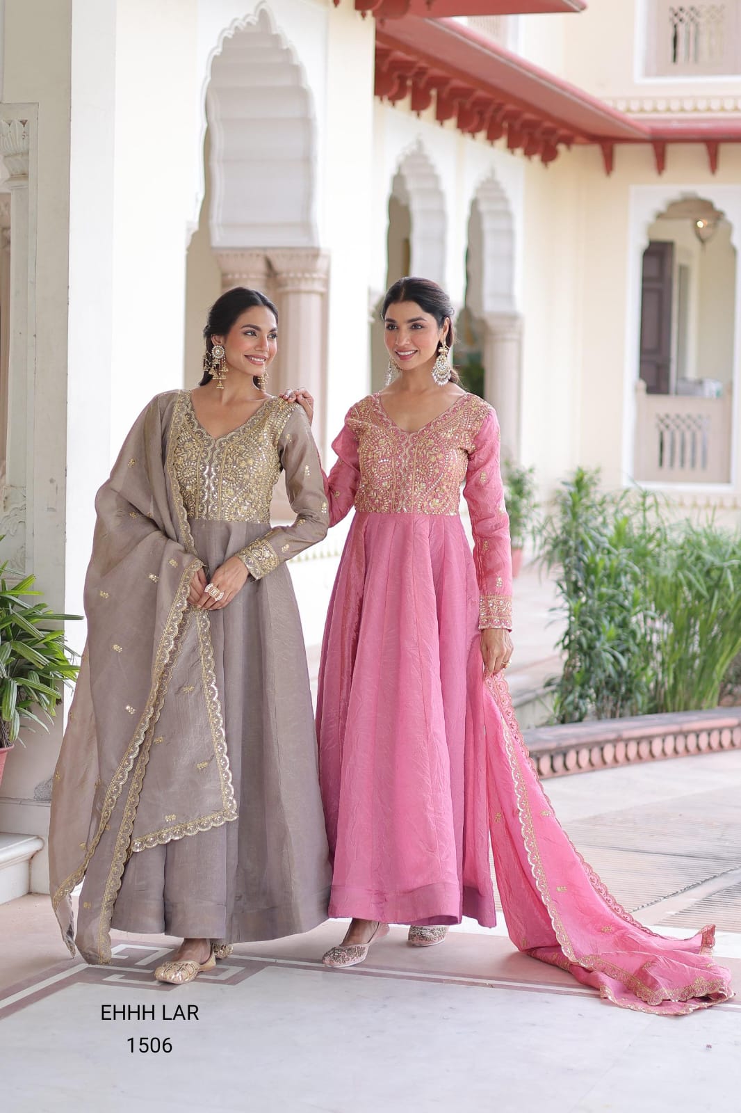 Gold-crush With Rich Sequins & Zari Embroidered work Anarkali Salwar